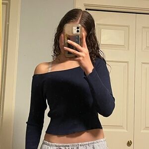 Brandy Melville navy off shoulder sweater